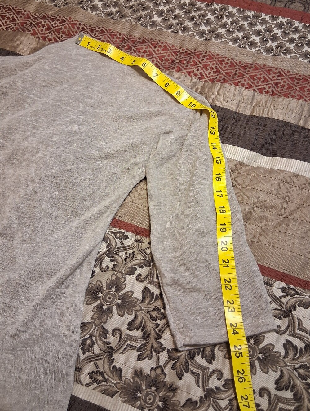 Made In Italy Women Long Sleeve Tunic Top Crewneckline  Loungelook Taupe SzM - Picture 7 of 10
